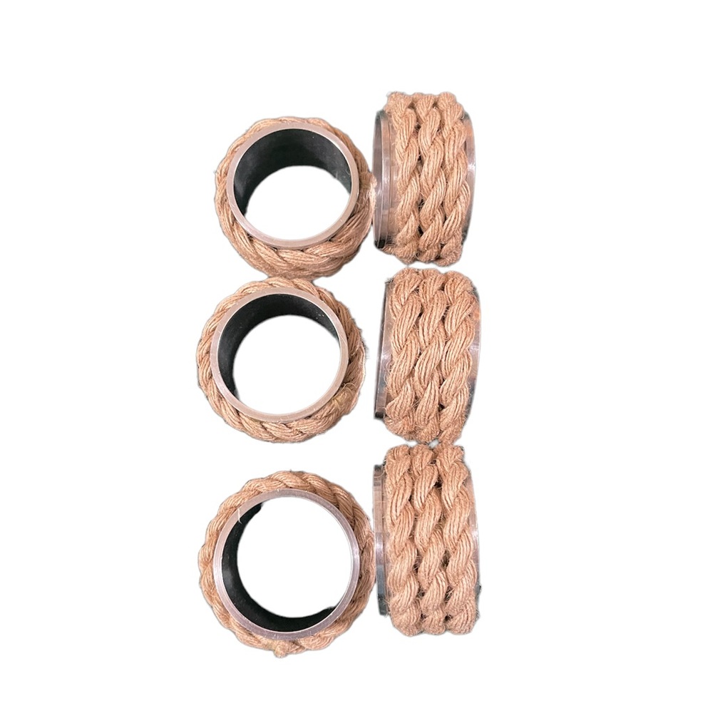 6 Jute Napkin Rings